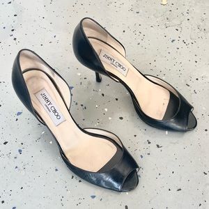 Jimmy Choo Peep Toe Heel Black Size 7.5